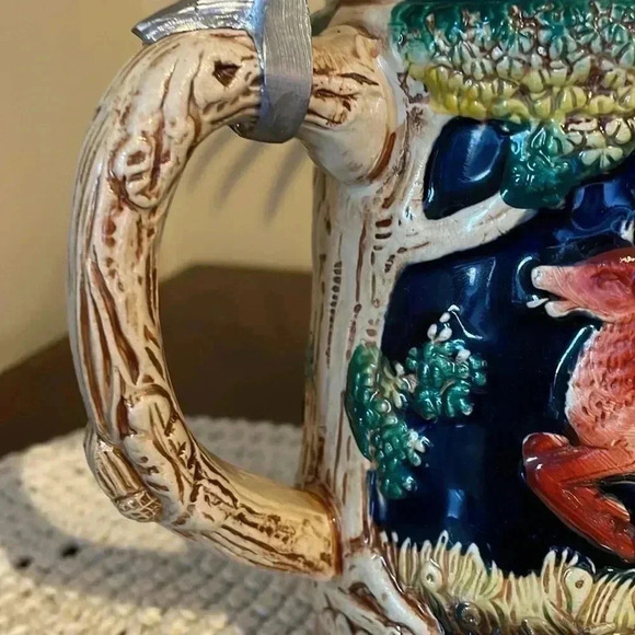 Vintage Lidded Stein Deer Fox Western Germany 9” - Picture 10 of 10